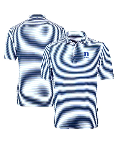 Cutter & Buck Men's Royal Duke Blue Devils Virtue Eco Pique Stripe DryTec Polo Shirt