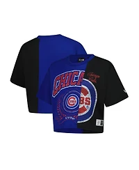 New Era Women's Royal Chicago Cubs Color blocked Boxy Cropped T-Shirt
