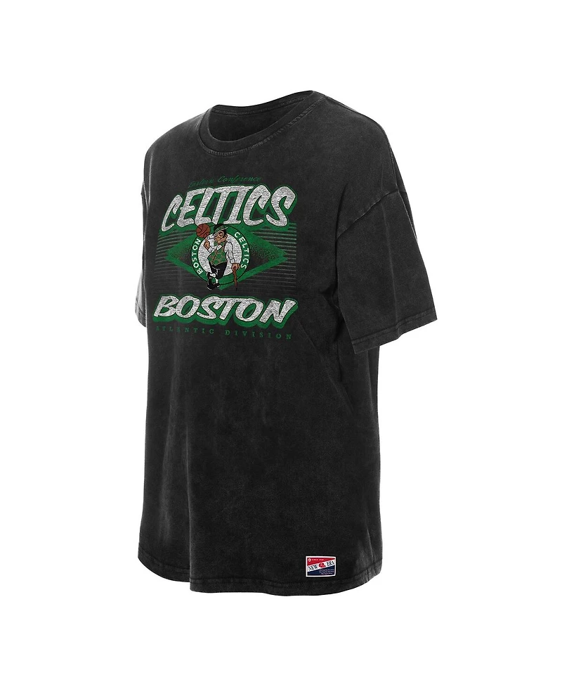 New Era Women's Black Boston Celtics Throwback Mineral Wash Oversized T-Shirt