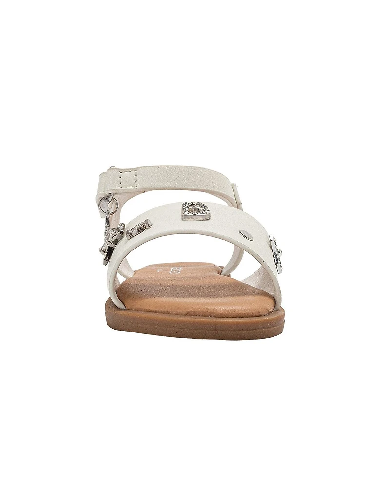 Bebe Little Girls Girl's Fashion Sandals – Dressy Shoes with Decorative Metal Charm