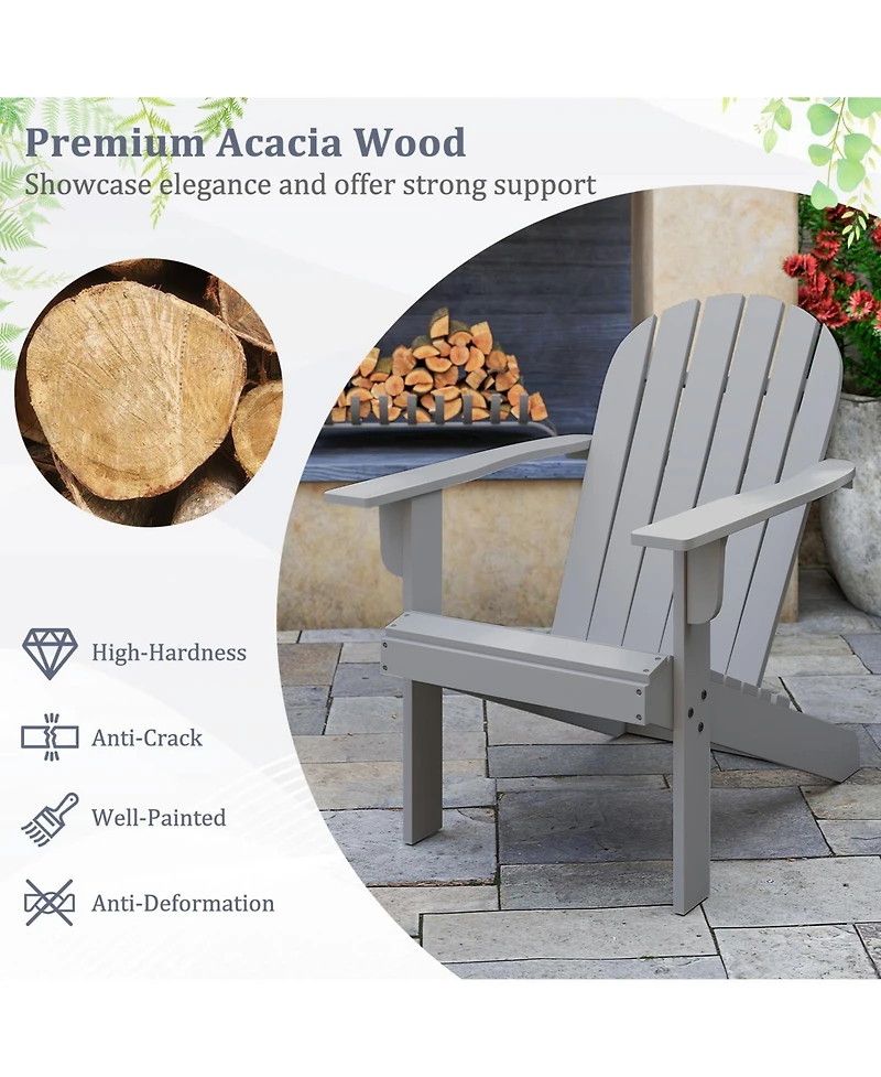 Gymax 2PCS Patio Adirondack Chair w/ Inclined Seat High Backrest and Wide Armrests