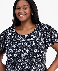 Connected Plus Round-Neck Short-Sleeve Dress