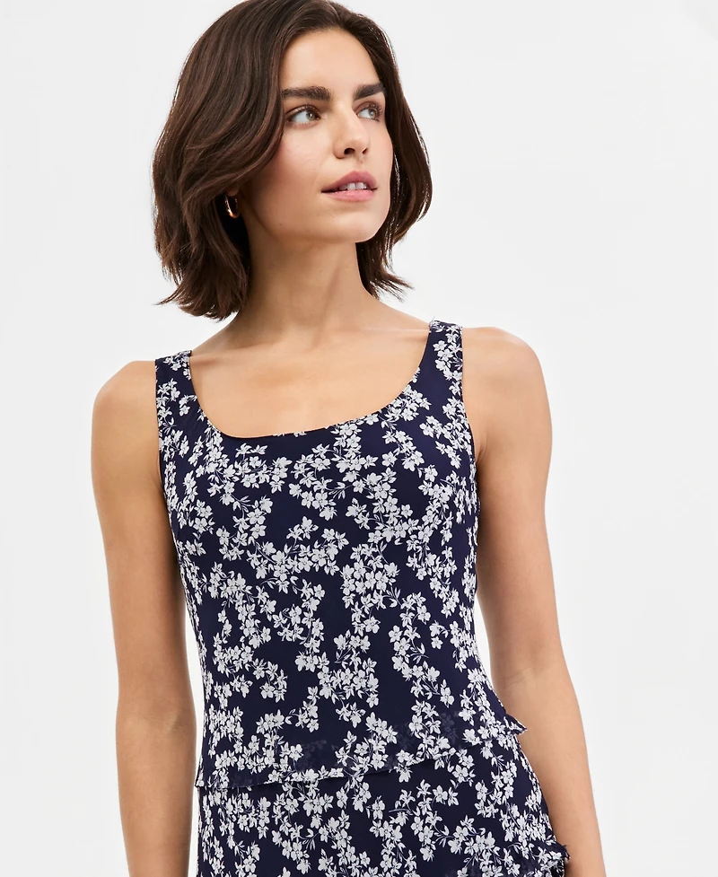 Jones New York Women's Printed Tiered Maxi Dress