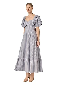 English Factory Women's Striped Tie Bck Maxi Dress