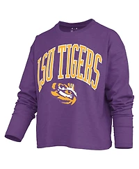 Pressbox Women's Purple Lsu Tigers Motley Boxy Waist-Length Long Sleeve T-Shirt