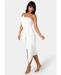 Bebe Women's Strapless Cascade Midi Dress