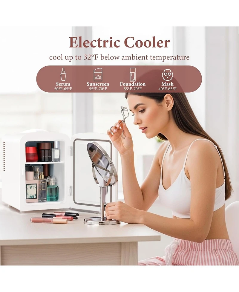 Antarctic Star Brushed Stainless Steel Mini Fridge, 4L Portable Cooler (Ac/Dc)