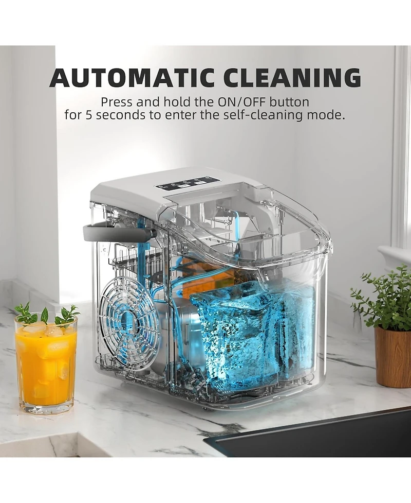 Antarctic Star Portable Countertop Ice Maker, Fast Production with 2 Ice Sizes & Self-Cleaning