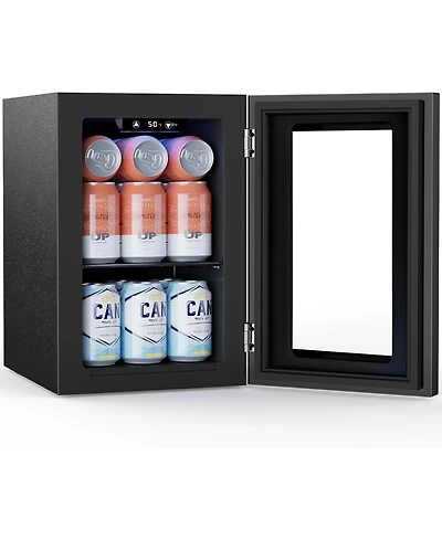 Antarctic Star 24-Can Beverage Cooler with Glass Door & Led Light