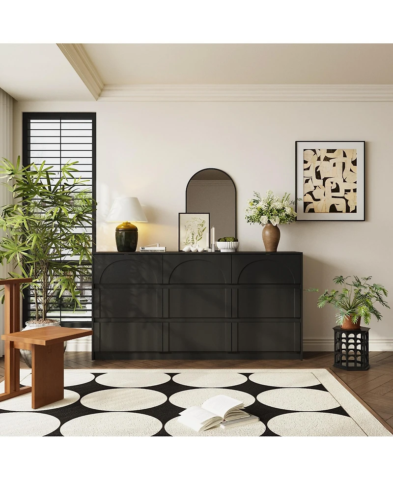 Homsee 63" 9-Drawer Wooden Dresser with Elegant Design – Bedroom Storage Chest