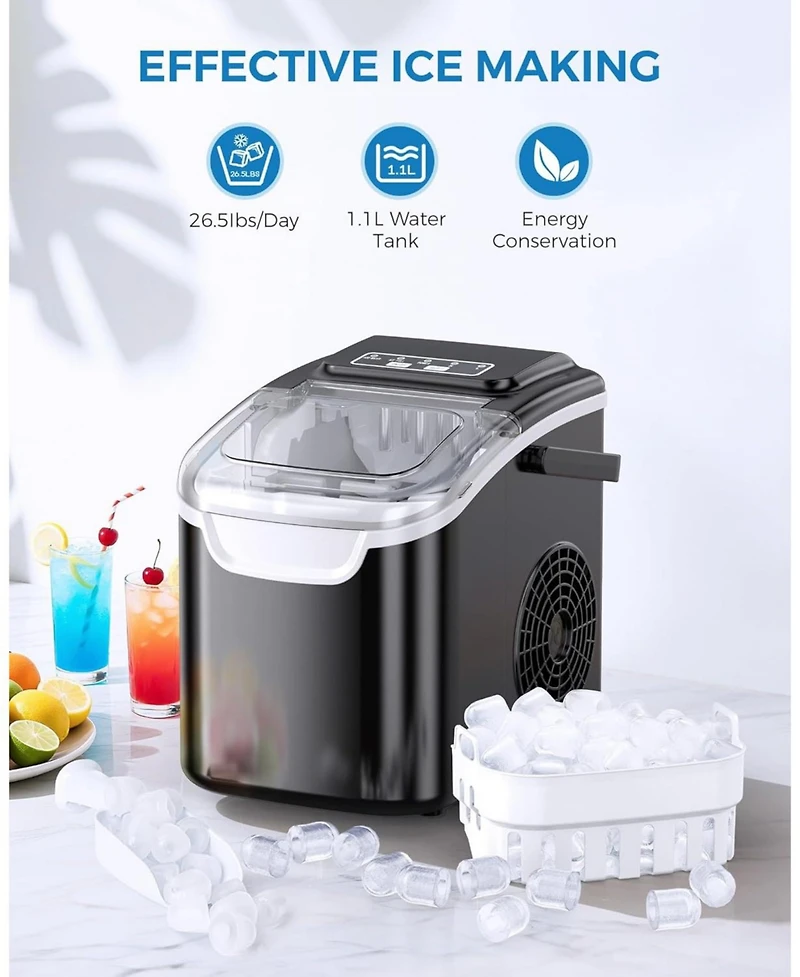 Antarctic Star Portable Countertop Ice Maker, Fast Production with 2 Sizes & Self-Cleaning