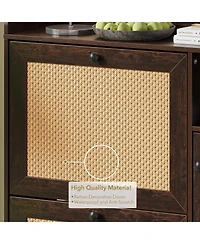 gaomon Shoe Cabinet with 3 Flip Drawers Rattan Freestanding Organizer with Adjustable Shelves Metal Knob Narrow Shoe Rack Cabinet Shoe Organizer
