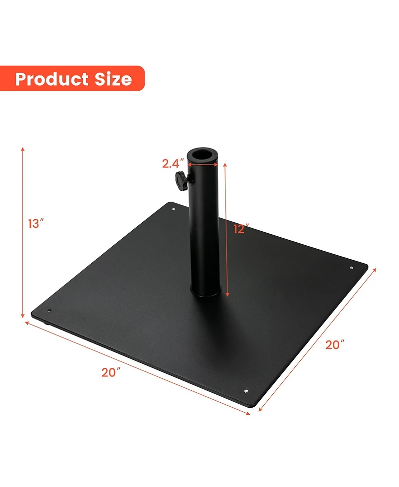 Gymax Square Weighted Patio Umbrella Base Stand 36 lbs Outdoor w/ 3 Adapters