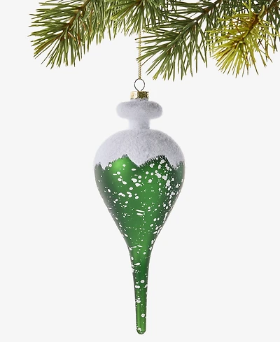 Holiday Lane Cozy Cabin Green Snowy Finial Ornament, Macy's Exclusive