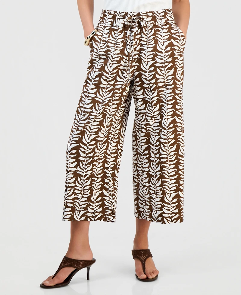 I.n.c. International Concepts Petite Printed Linen High-Rise Wide-Leg Pants, Macy's Exclusive