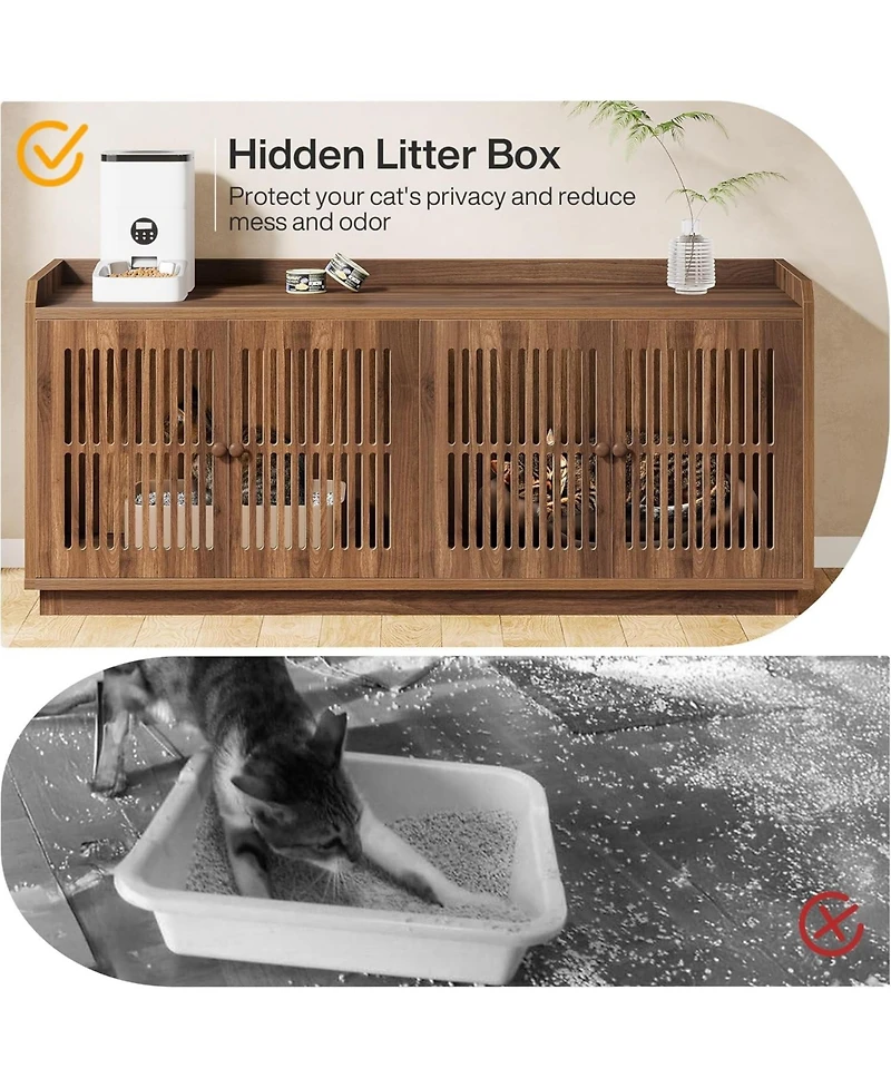Tribesigns 2 Cats Litter Box Enclosure, 55.1-Inch Extra Large Hidden Litter Box Furniture