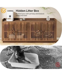 Tribesigns 2 Cats Litter Box Enclosure, 55.1-Inch Extra Large Hidden Litter Box Furniture