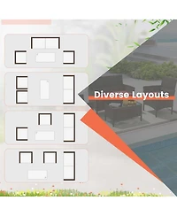 Gymax Set of 8 Furniture Set w/ Washable Cushions and Tempered Glass Coffee Table