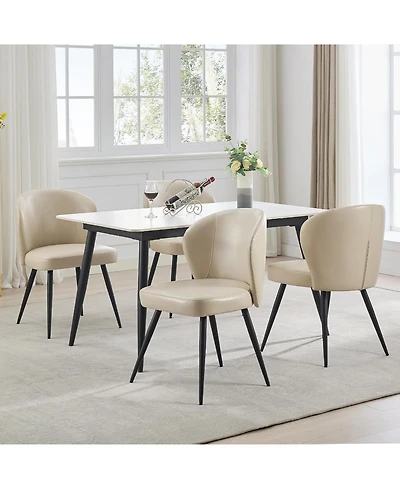 gaomon Pu Leather Dining Chairs Set of 4, Upholstered Chairs with Steel Legs