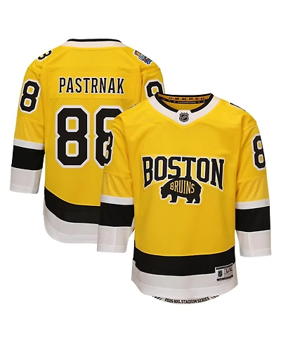 Outerstuff Big Boys and Girls David Pastrnak Gold Boston Bruins 2026 Nhl Stadium Series Premier Jersey