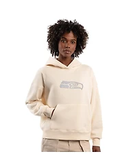 Starter Women's Cream Seattle Seahawks Rhinestone Relaxed Hoodie