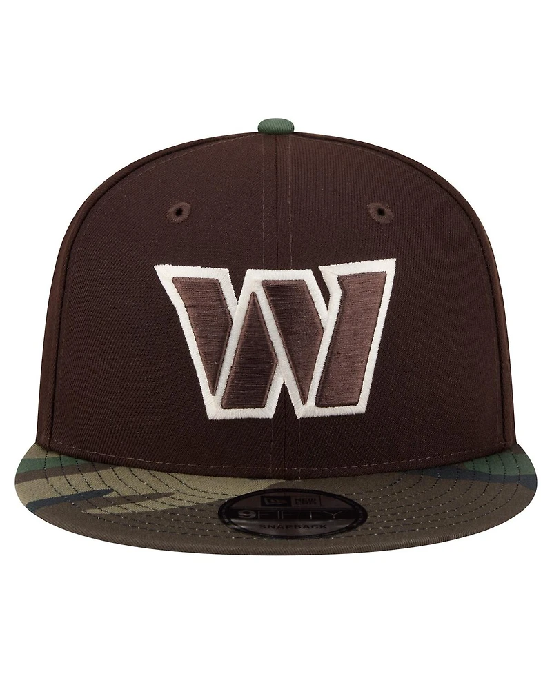 New Era Men's Dark Brown Washington Commanders Burnt Wood Camo 9FIFTY Snapback Hat