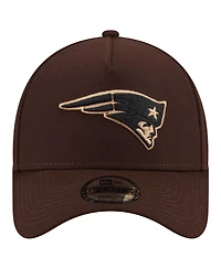 New Era Men's Dark Brown New England Patriots Burnt Wood A-Frame 9FORTY Adjustable Hat