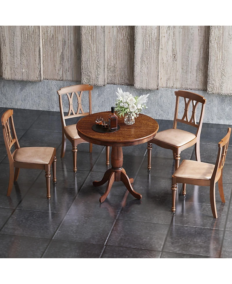 Gymax 32" Round Pedestal Dining Table Kitchen Dining Room