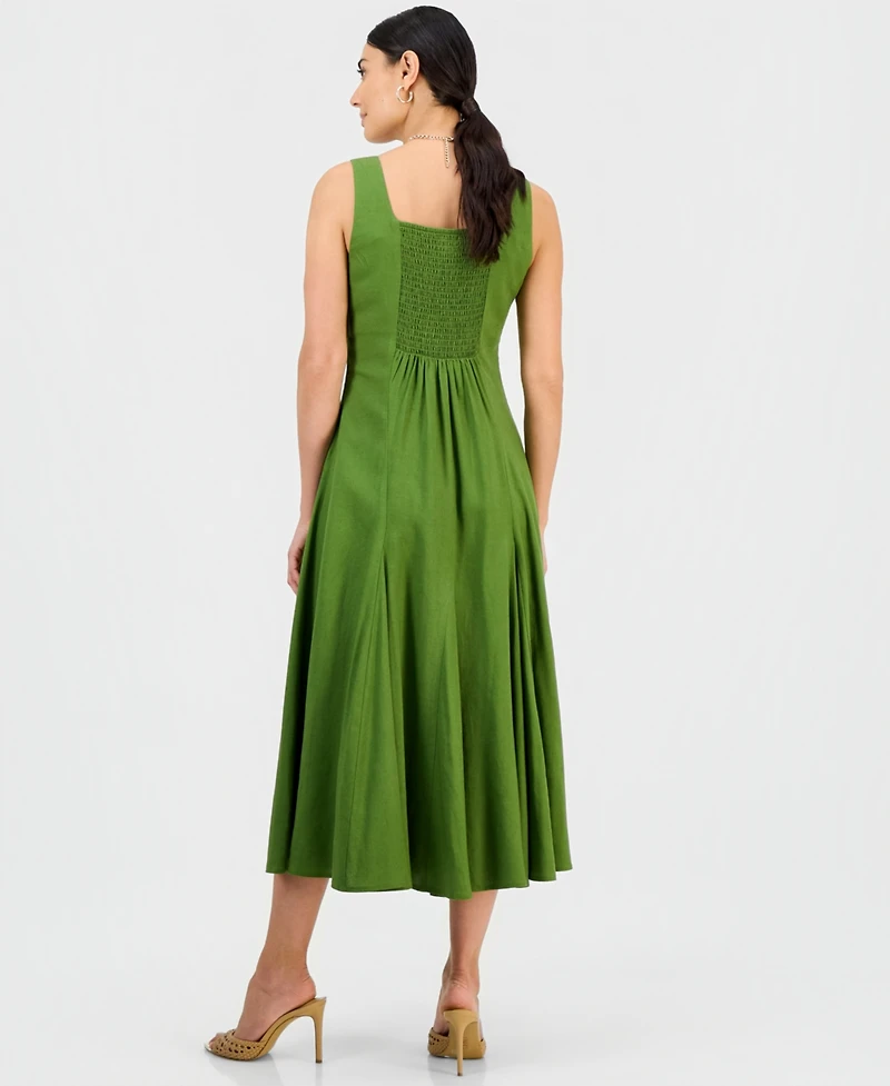 I.n.c. International Concepts Petite Square-Neck Linen Dress, Macy's Exclusive