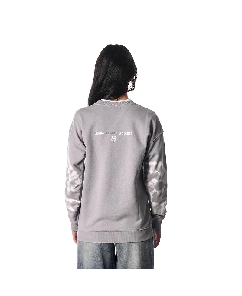 The Wild Collective Men's and Women's Gray Vegas Golden Knights Tie-Dye Double Collar Pullover Sweatshirt