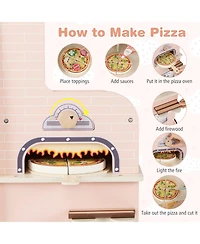 Slickblue Kids Play Food Truck Toy with Pizza Oven and Snack Cart