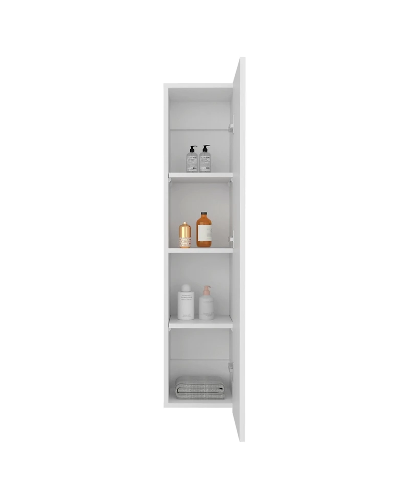 Fm Furniture Vento Vertical Wall Bathroom Cabinet with Door for Efficient Organization White