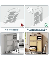 gaomon Shoe Cabinet for Entryway with 3 Flip Drawers Freestanding Shoe Organizer Cabinet with Metal Legs for Hallway Storage