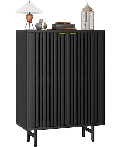 gaomon Narrow Shoe Cabinet with Breathable Louver Doors 6 Tier Modern Hidden Shoe Entryway Cabinet Perfect for Closet Living Room Hallway E