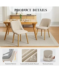 gaomon Dining Chairs Set of 6, Upholstered Fabric Chairs with Curved Back & Oak Legs, Beige