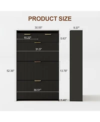 Gaomon Modern Natural 3 Flip Drawer Shoe Cabinet with 2 Small Drawers & Hook – Slim Entryway Organizer