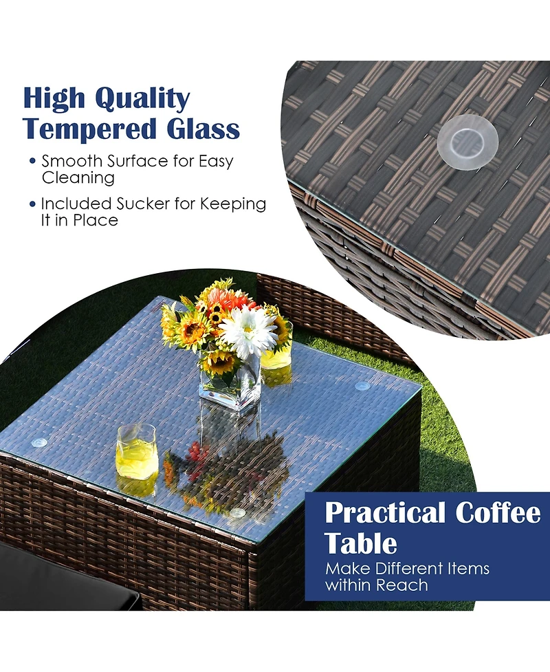 Gymax 6PCS Rattan Outdoor Sectional Sofa Set Patio Furniture Set w/ Cushions