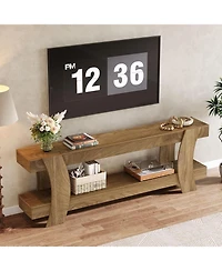 Tribesigns 63" Tv Stand with 2 Open Shelf, Farmhouse Wooden Media Console for 55/60/65/70-Inch Tvs, Modern TV Console Entertainment Center