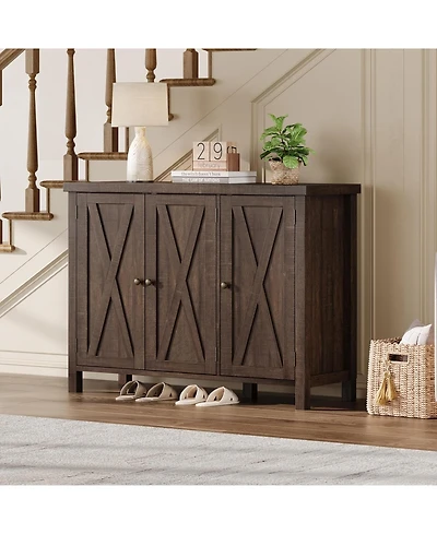 gaomon Shoe Cabinet with Doors Farmhouse 35 in Shoe Storage Cabinet 4-Tier Entryway Shoe Storage Large Shoe Organizer Cabinet
