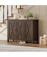 gaomon Shoe Cabinet with Doors Farmhouse 35 in Shoe Storage Cabinet 4-Tier Entryway Shoe Storage Large Shoe Organizer Cabinet
