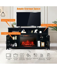 Gymax 59'' Fireplace Tv Stand W/ 25'' 1350W Electric Heater Coffee