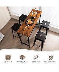 Gymax 30'' Set of 4 Stackable Backless Metal Bar Stools w/ Footrest for Kitchen