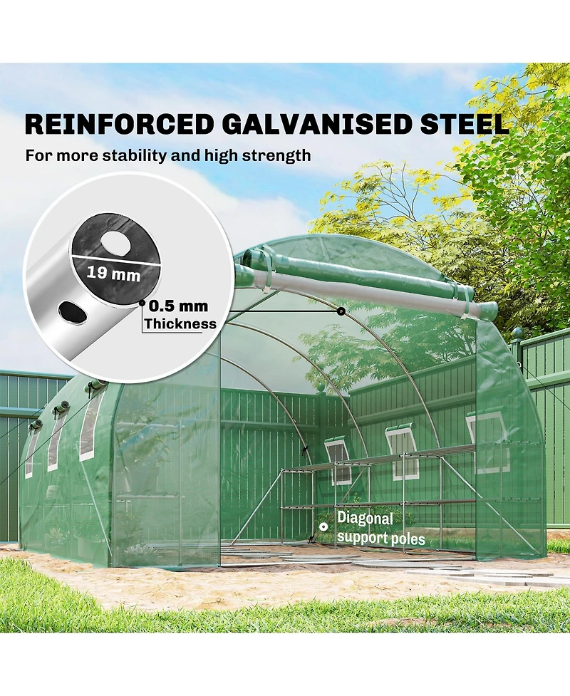 Outsunny Walk-in Tunnel house with Shelves, Hoop