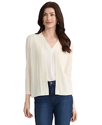 Jones New York Petite Variegated Rib Kissing Front Long-Sleeve Cardigan