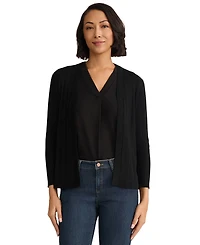 Jones New York Petite Variegated Rib Kissing Front Long-Sleeve Cardigan