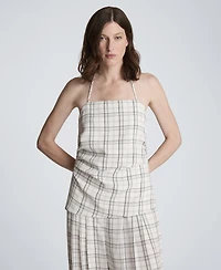 Kenneth Cole Women's Plaid Halter Neck Bustier Top