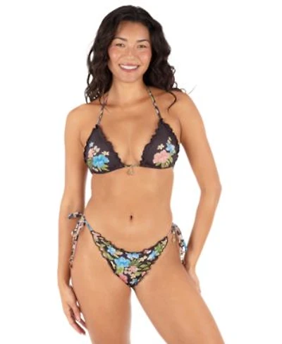 Hurley Womens Miami Garden Tri Tie Bikini Top Side Tie Cheeky Swim Bottoms