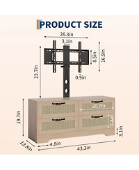 gaomon 4-Drawer Tv Stands for Living Room, Entertainment Center,4-Drawer Wicker-Style Mdf Tv Stand with Stand