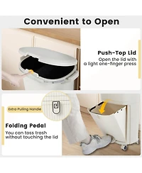 Costway 10 Gallon Kitchen Trash Can with Lid, 2 Removable Buckets, Step Pedal & Wheels