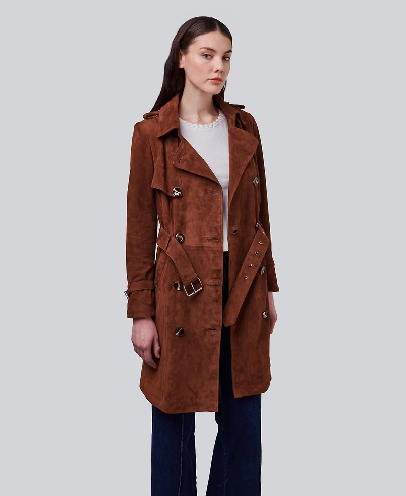 Furniq Uk Women's Leather Trench Coat